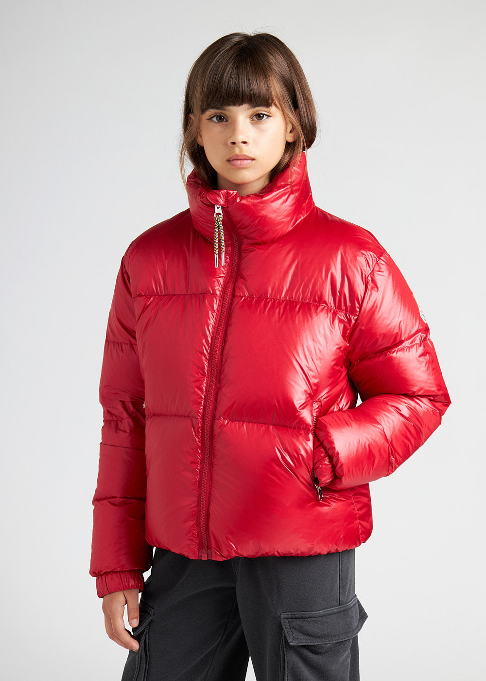 Pyrenex Goldin red shiny down jacket for girls