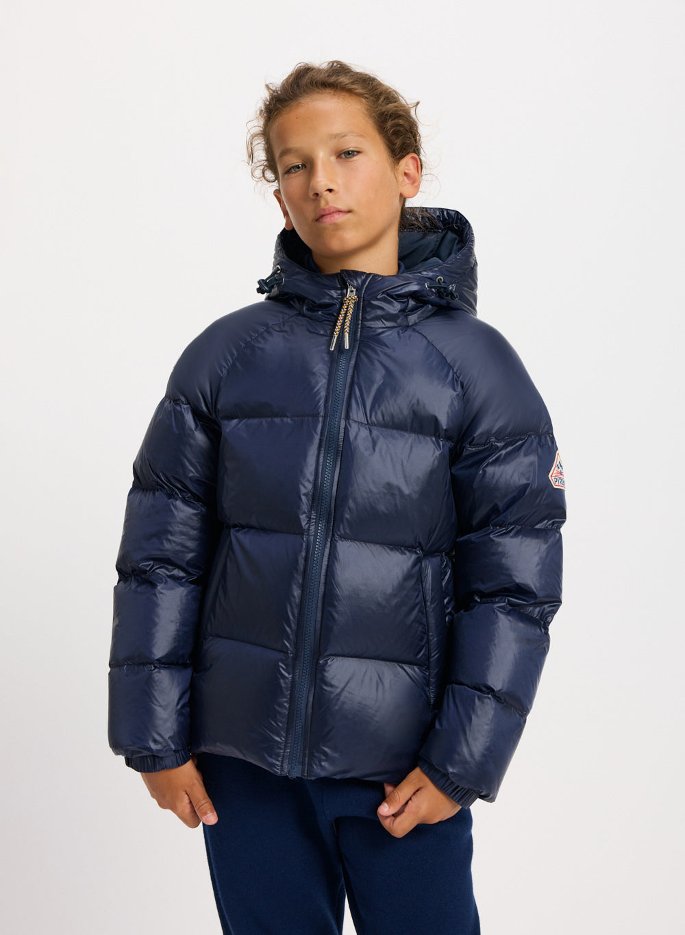 Doudoune à capuche tissu brillant enfant Sten| Pyrenex FR