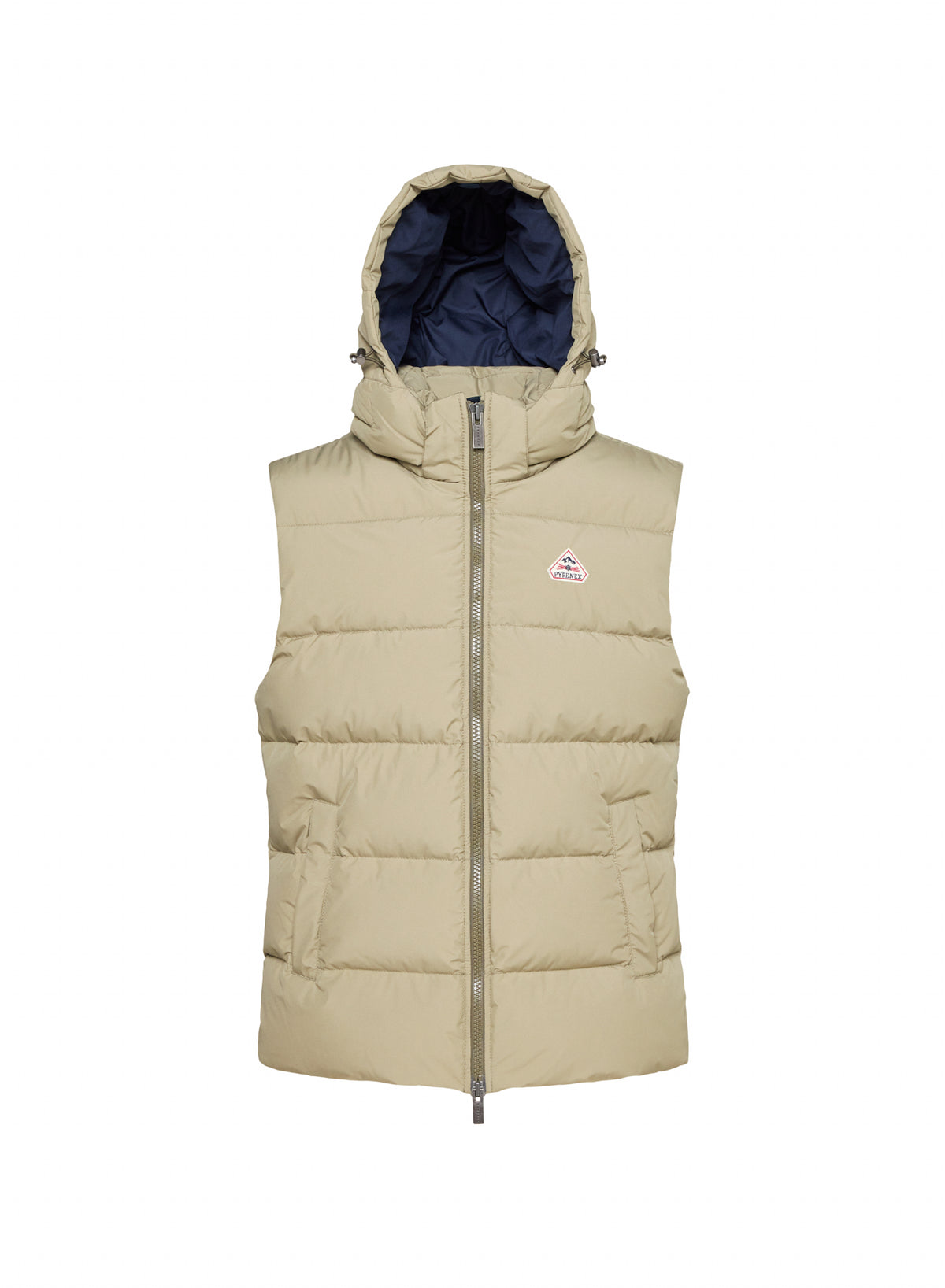 Pyrenex Spoutnic sleeveless down jacket with removable hood in light khaki