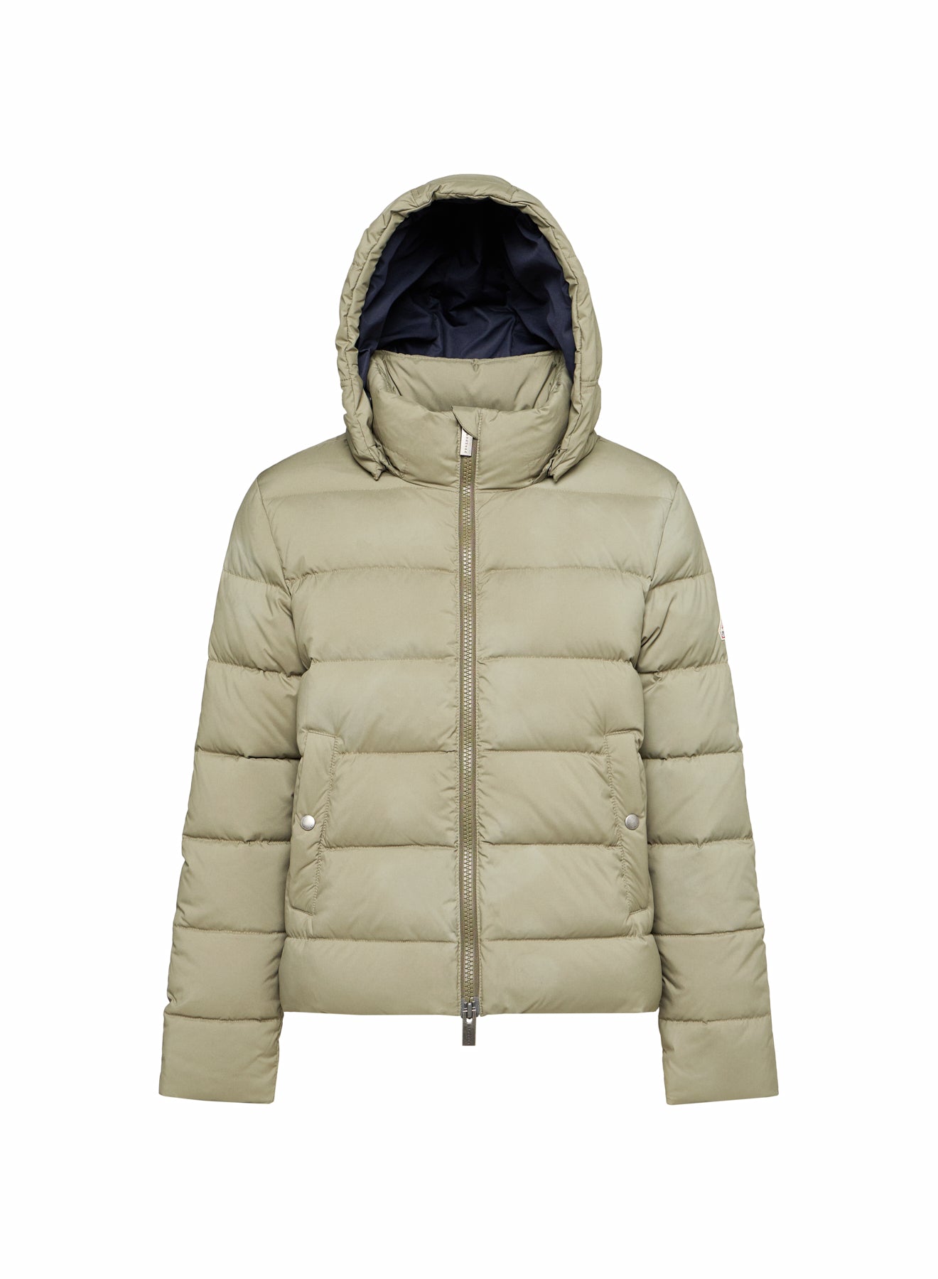 Damen-Daunenjacke Pyrenex Spoutnic mit abnehmbarer Kapuze in hellem Khaki