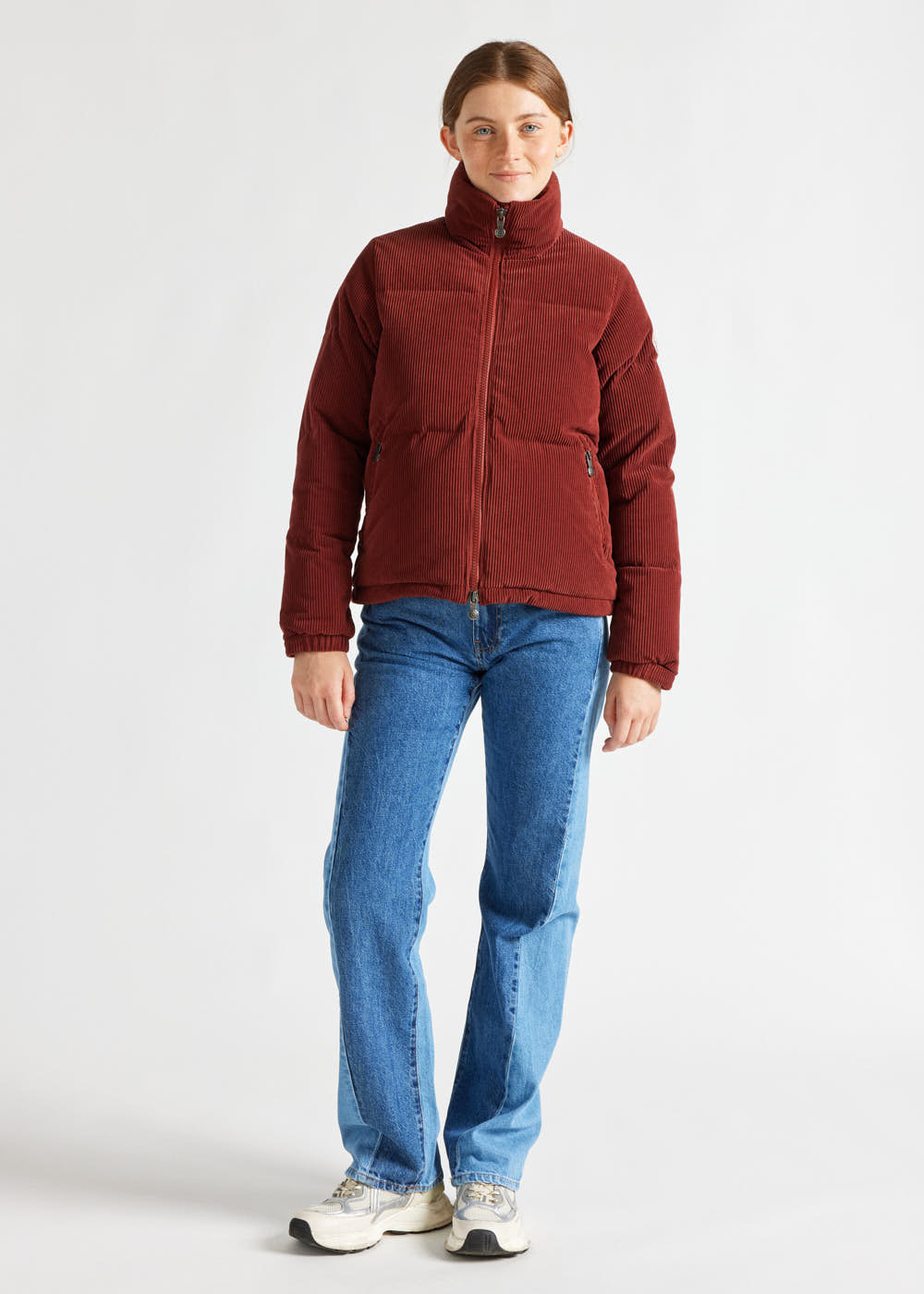 Daunenjacke Kurze Jacke Damen Winter Damen Cord-Daunenjacke Goldin