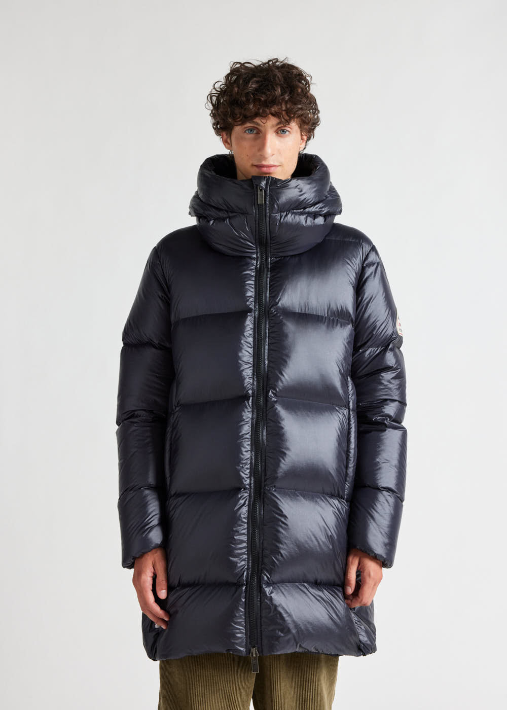 Long down jacket with hood on sale