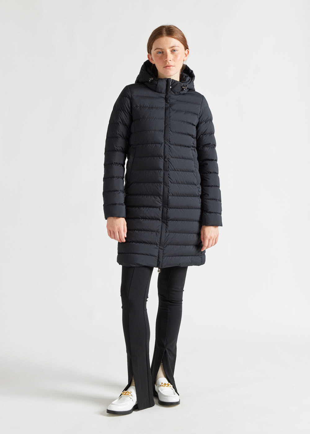 Women's Pyrenex Spoutnic mid-length down jacket black