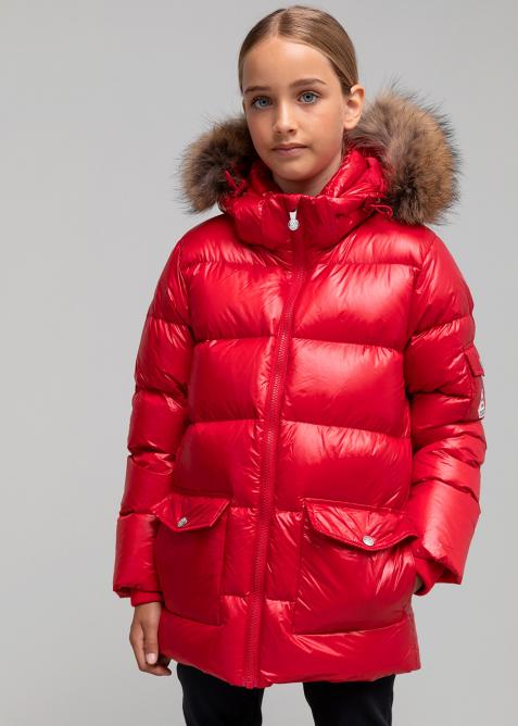 Girl down jacket with real fur Authentic Shiny - Pyrenex