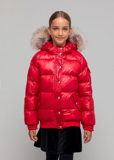 Girl down jacket with genuine fur Aviator Shiny - Pyrenex