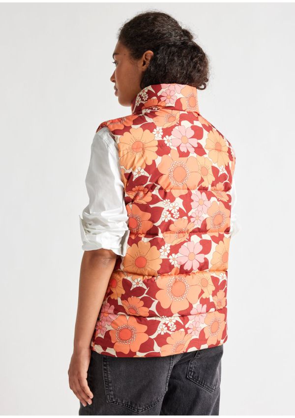 Unisex down vest John with floral print