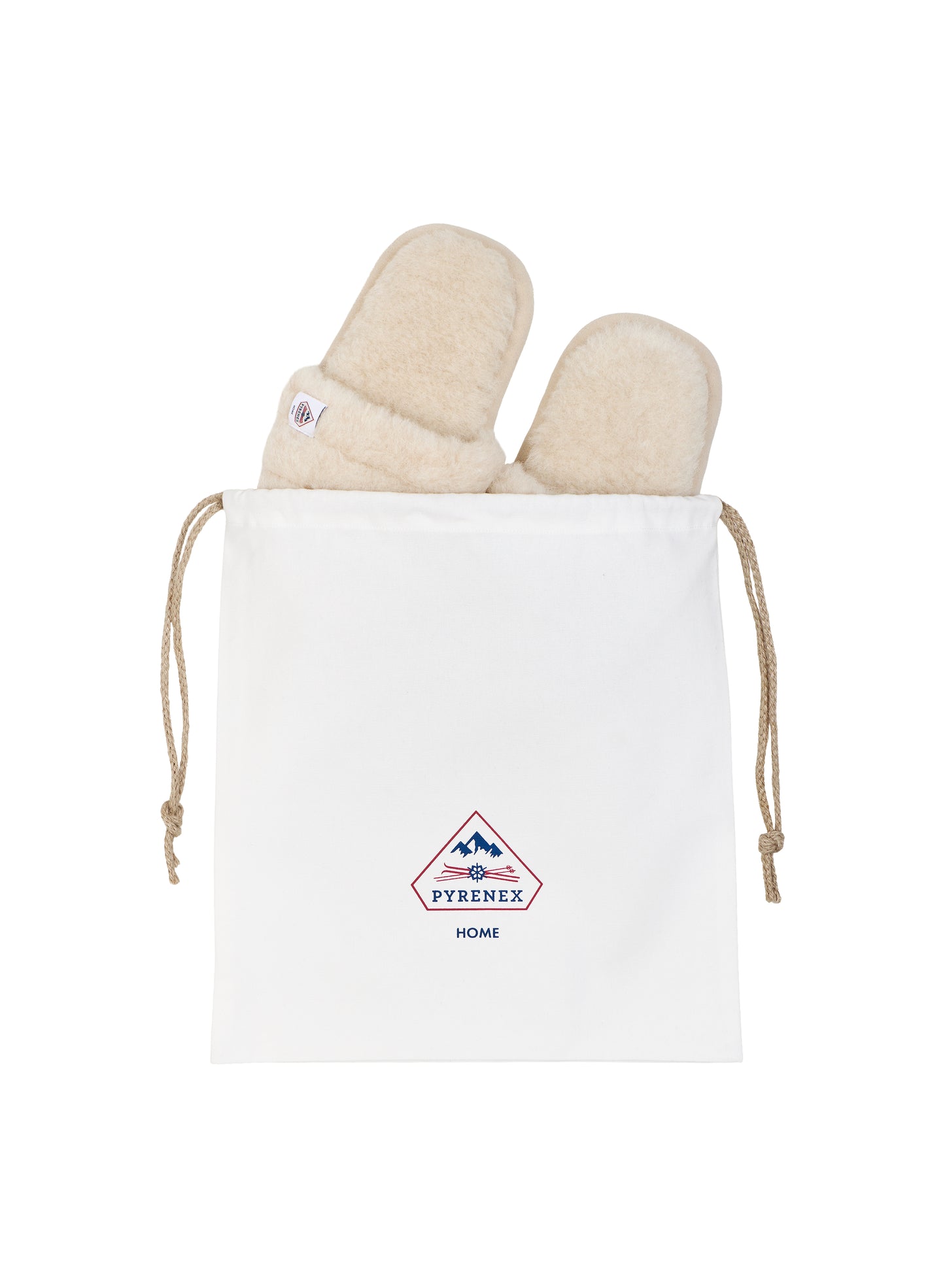 Chaussons mules 100% laine mérinos Alba femme beige