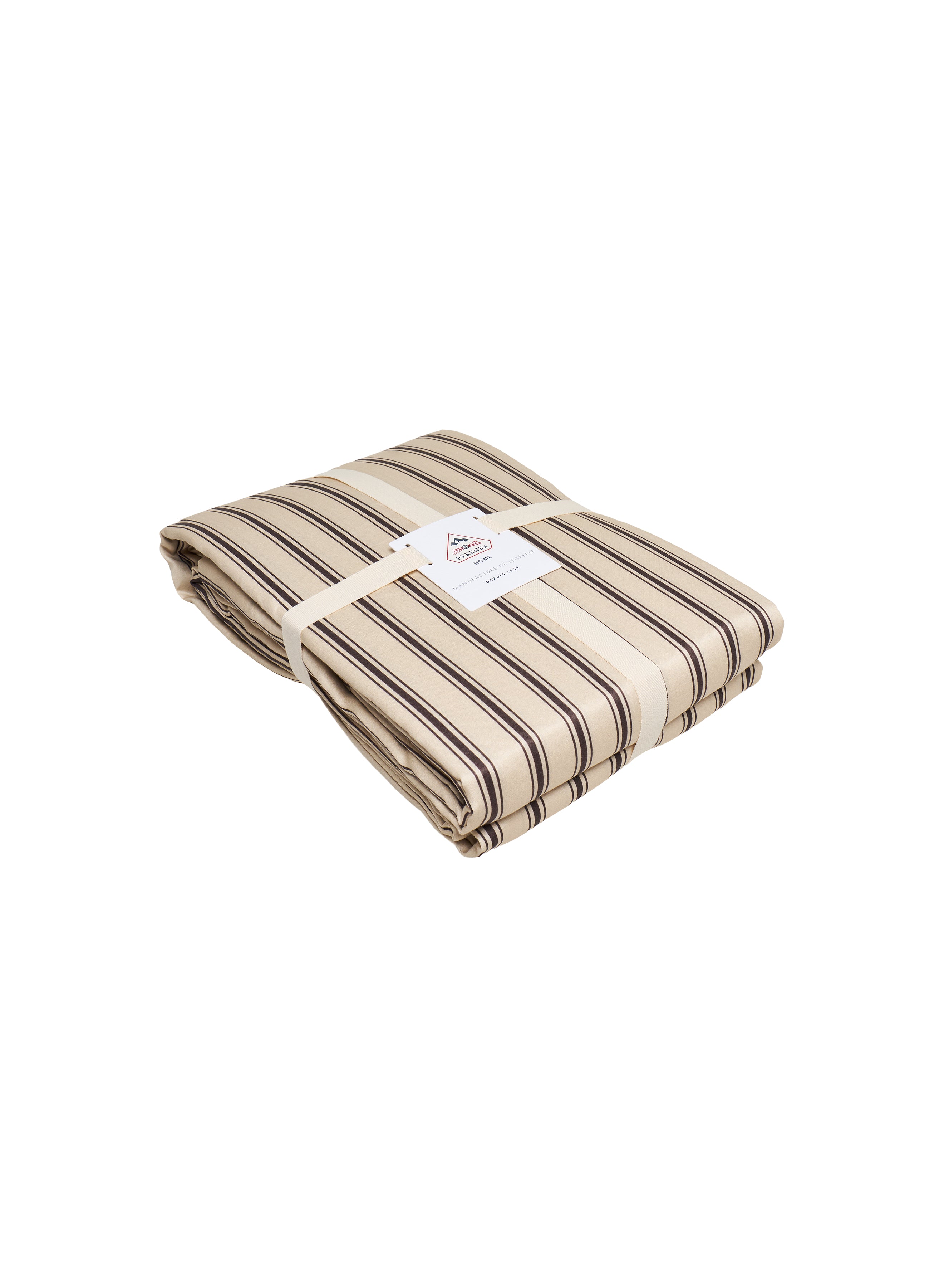 Housse de couette Lily à rayures marron et écru en coton et TENCEL™ Lyocell-3