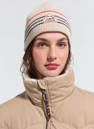 Bonnet en mérinos Pyrenex x Balzac Lou bleu beige