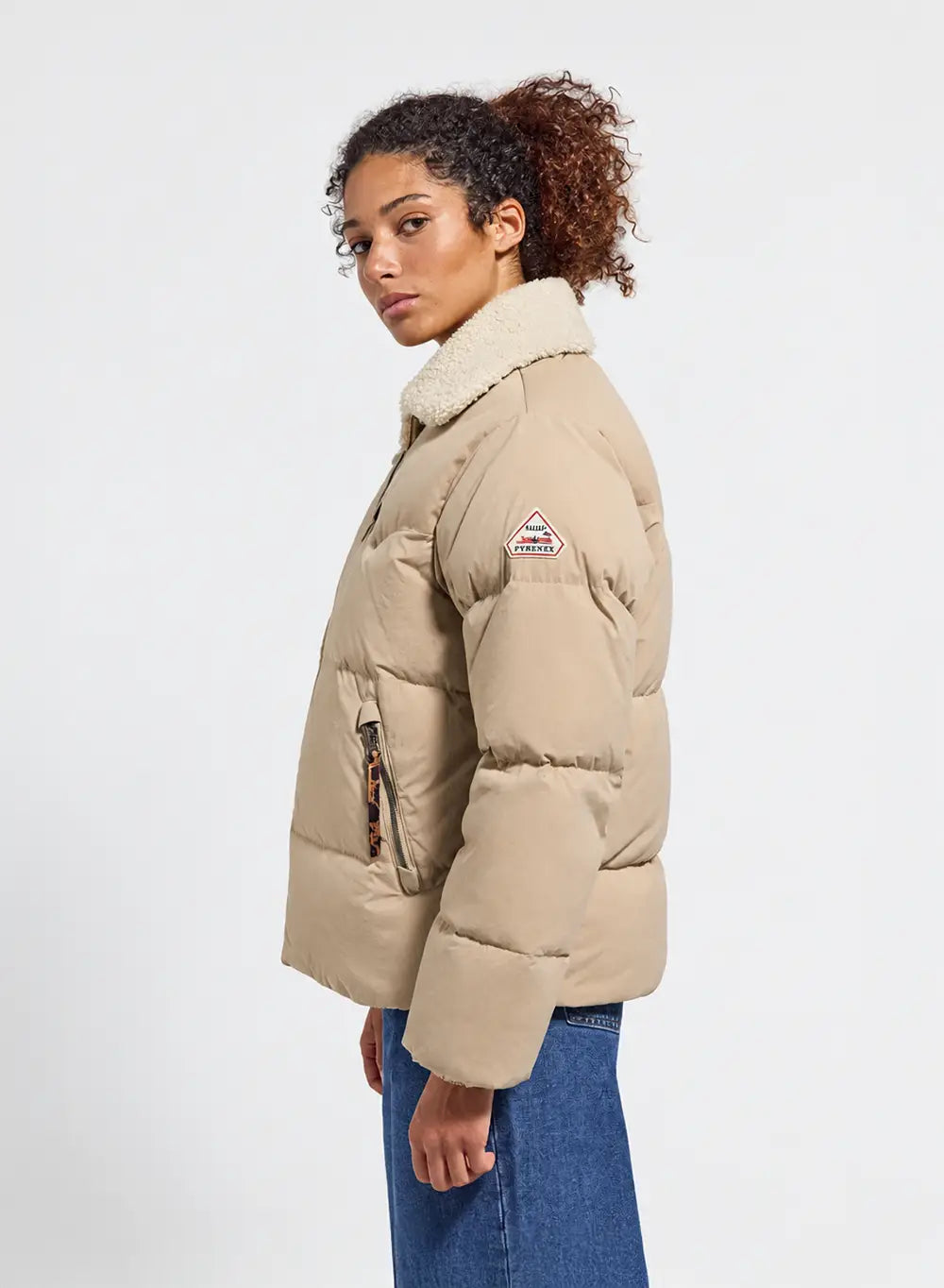 Doudoune Violette femme Pyrenex x Balzac beige clair-3