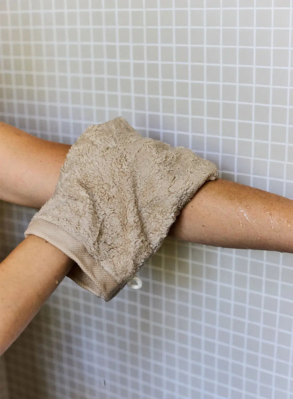 Two Hana ecru flannel gloves-1