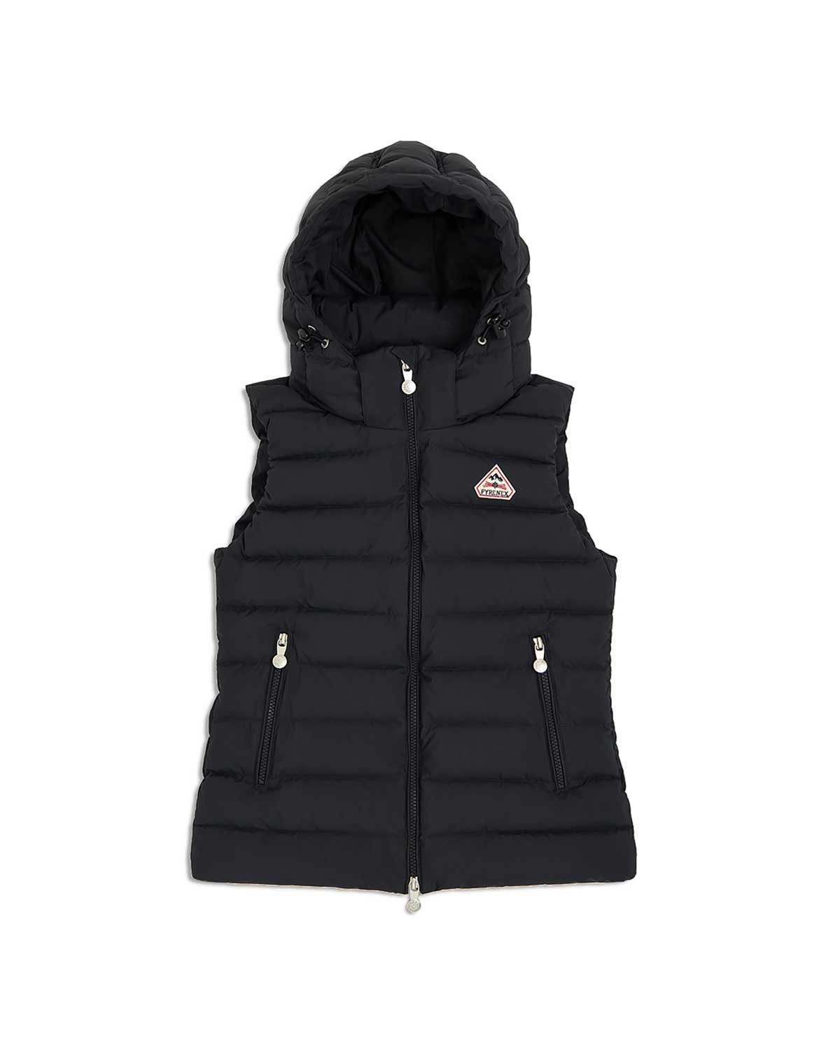 Pyrenex Spoutnic women's sleeveless down jacket with removable hood in black-5