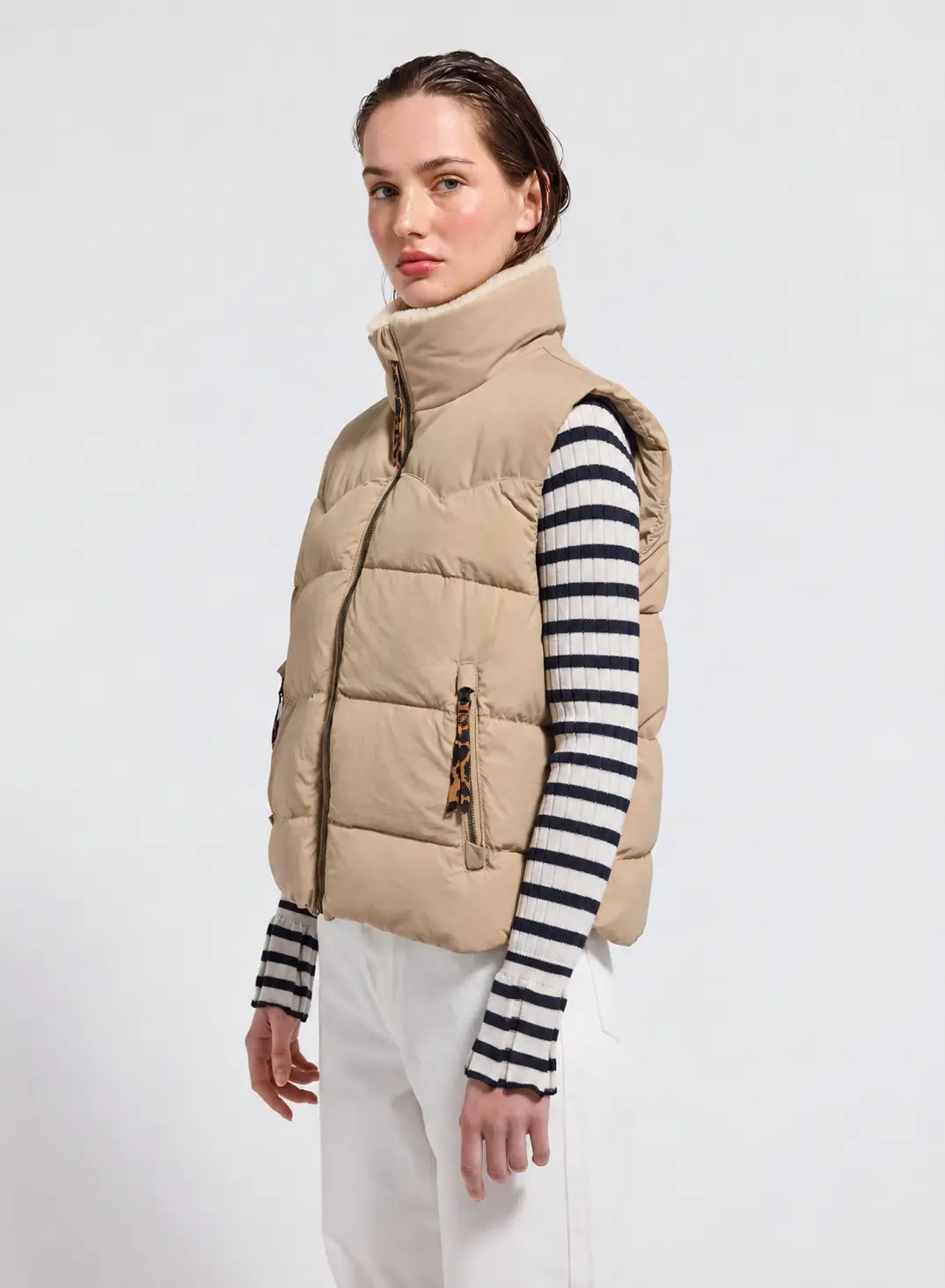 Doudoune sans manche Arsène femme Pyrenex x Balzac beige clair-2