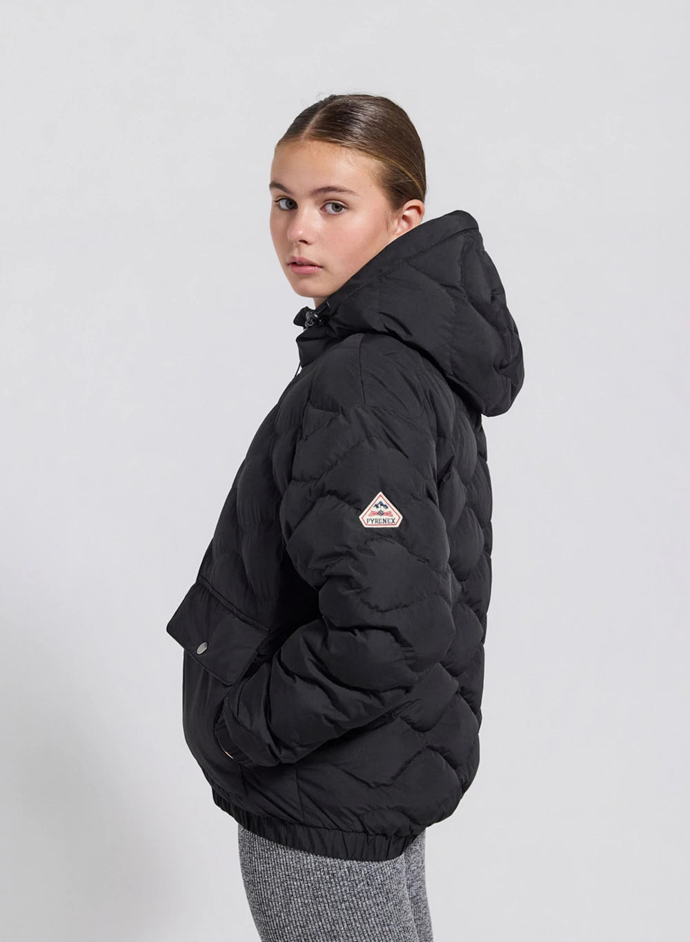 Doudoune bomber à capuche enfant Beille noire