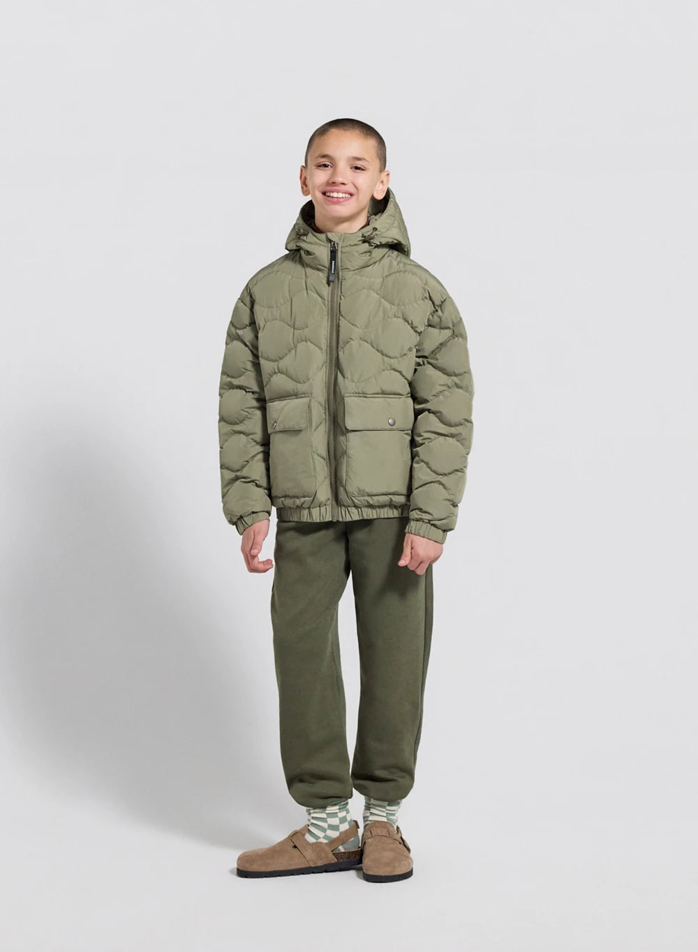 Beille children's light khaki bomber jacket with hood-4