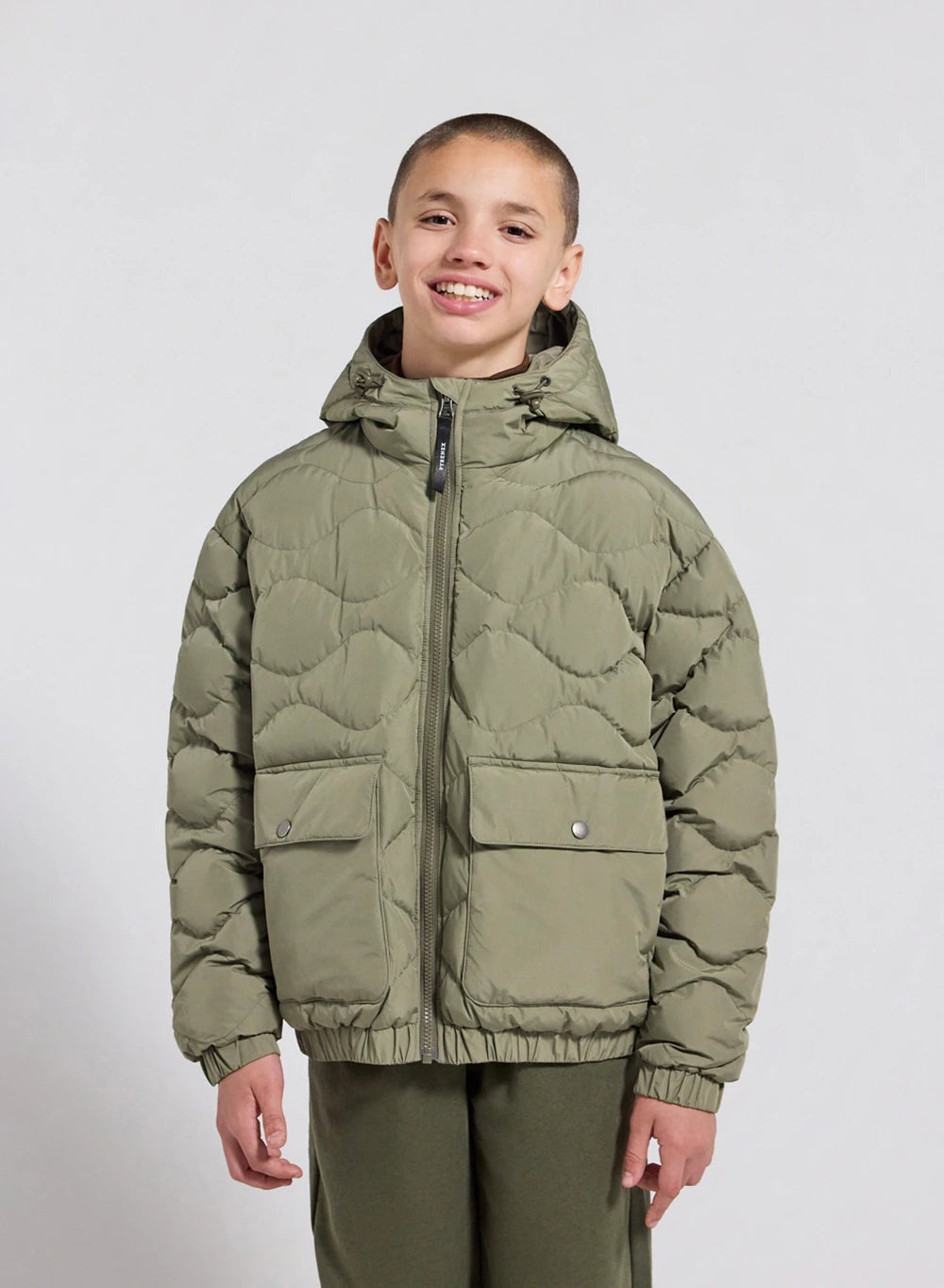 Doudoune bomber à capuche enfant Beille kaki clair