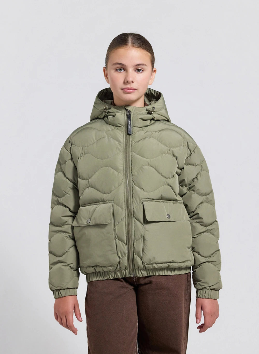 Beille children's light khaki bomber jacket with hood-3