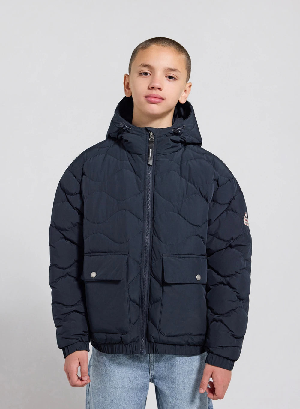 Beille dark blue children's bomber jacket with hood-1