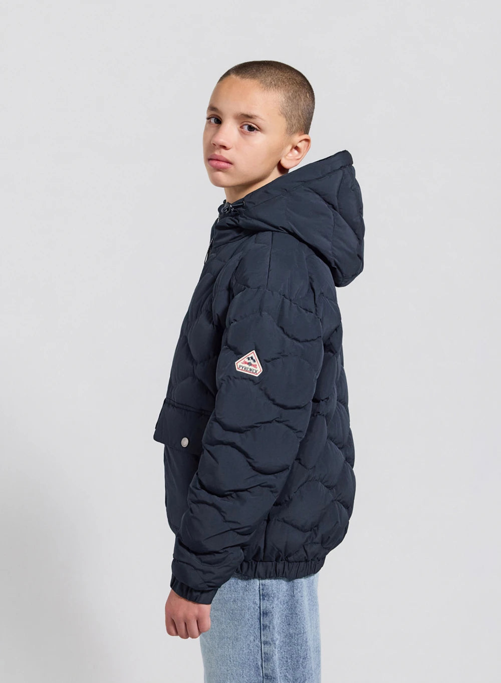 Beille dark blue children's bomber jacket with hood-5