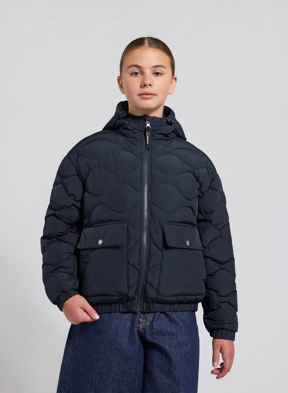 Beille dark blue children's bomber jacket with hood-2