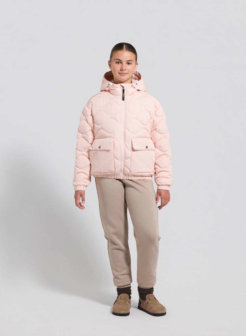 Light pink Beille children's bomber jacket with hood-2