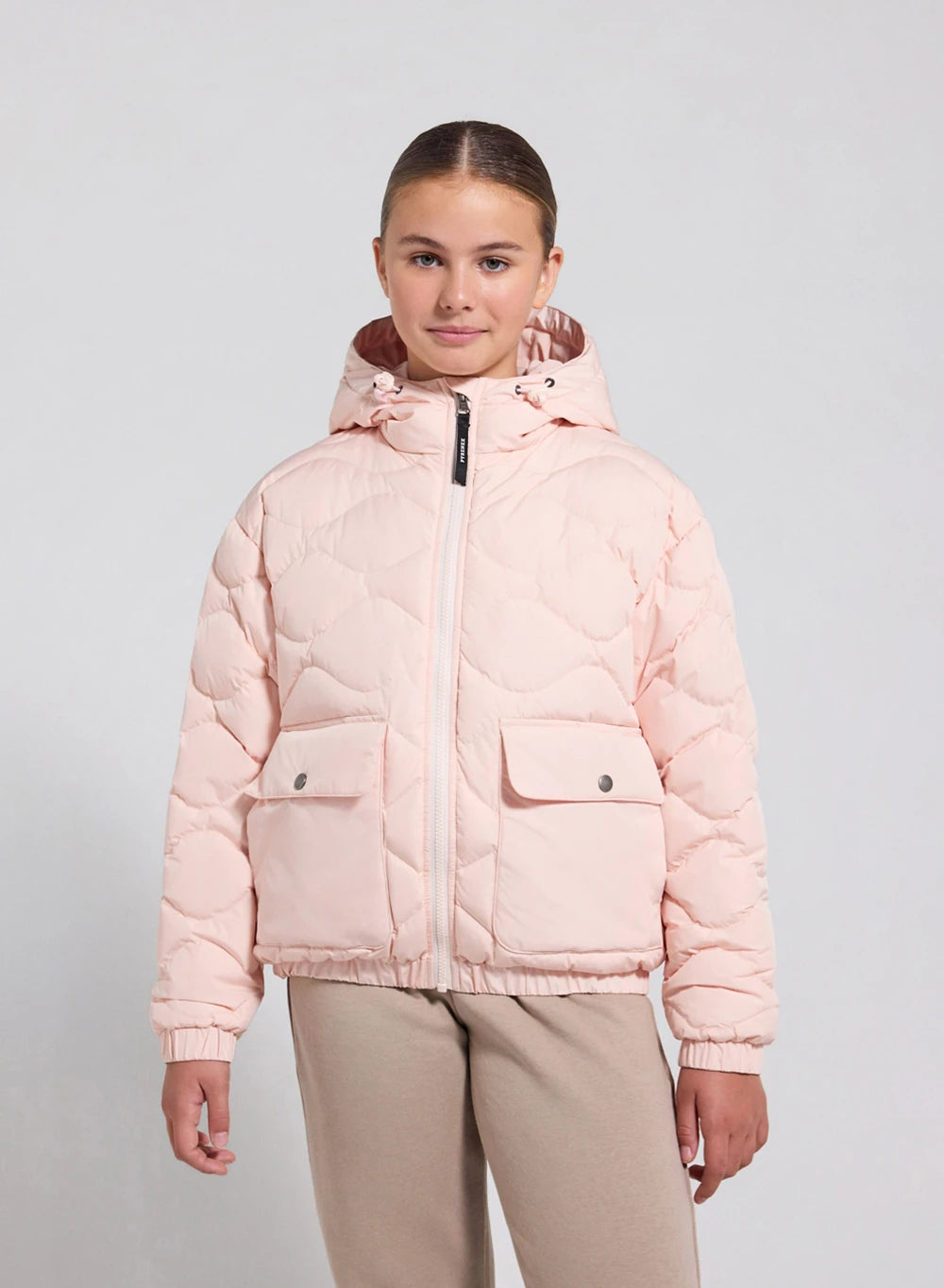 Light pink Beille children's bomber jacket with hood-1