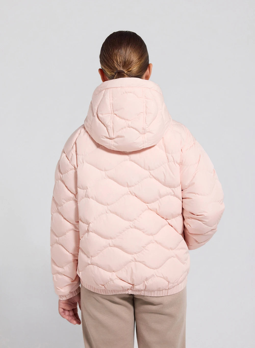 Doudoune bomber à capuche enfant Beille rose clair