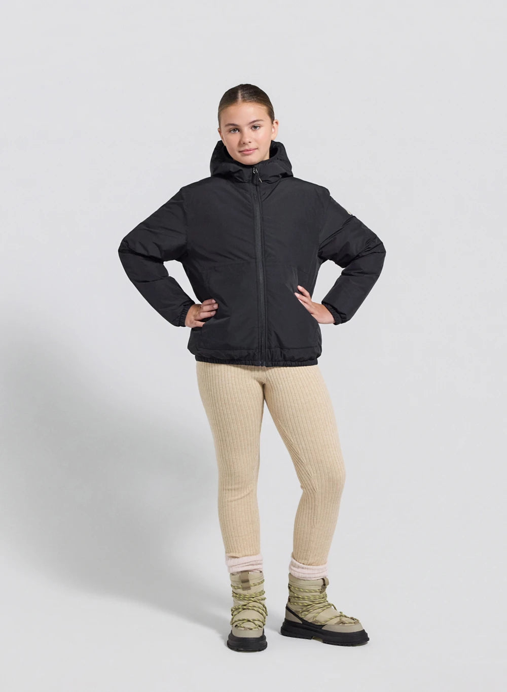 Blouson imperméable en duvet à capuche enfant Density noir