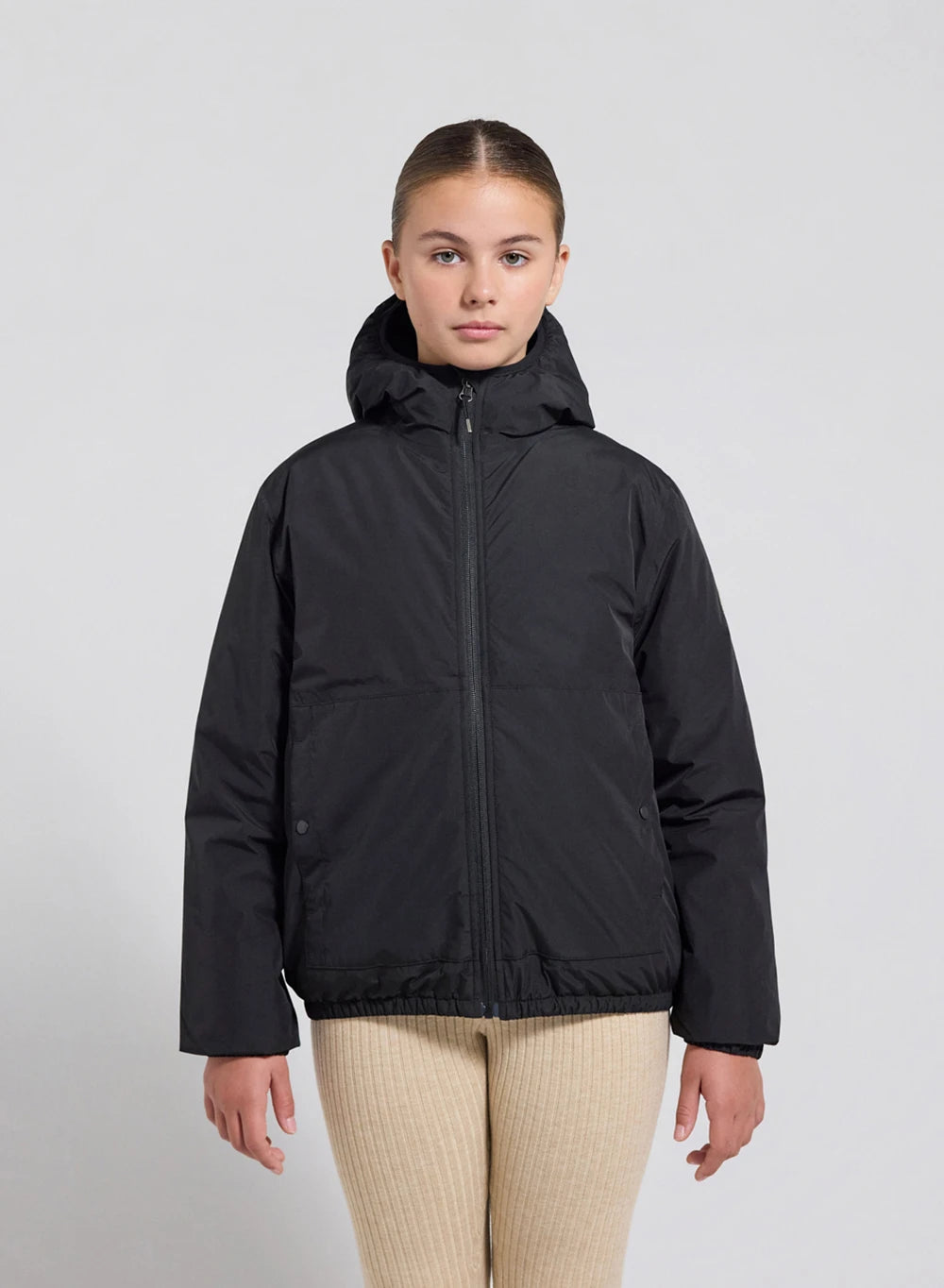 Children's Waterproof Down Jacket with Hood, Black-2
