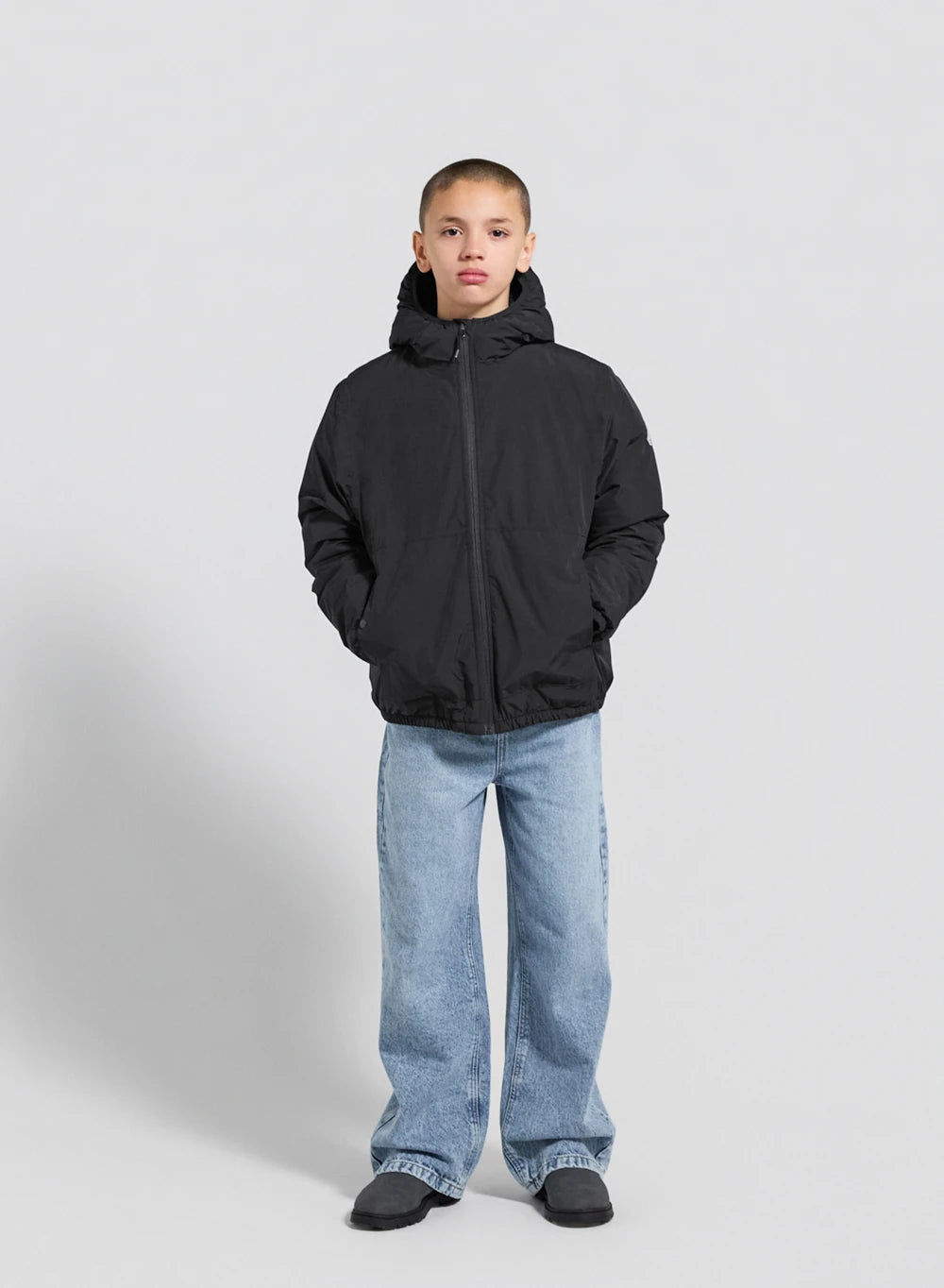 Blouson imperméable en duvet à capuche enfant Density noir