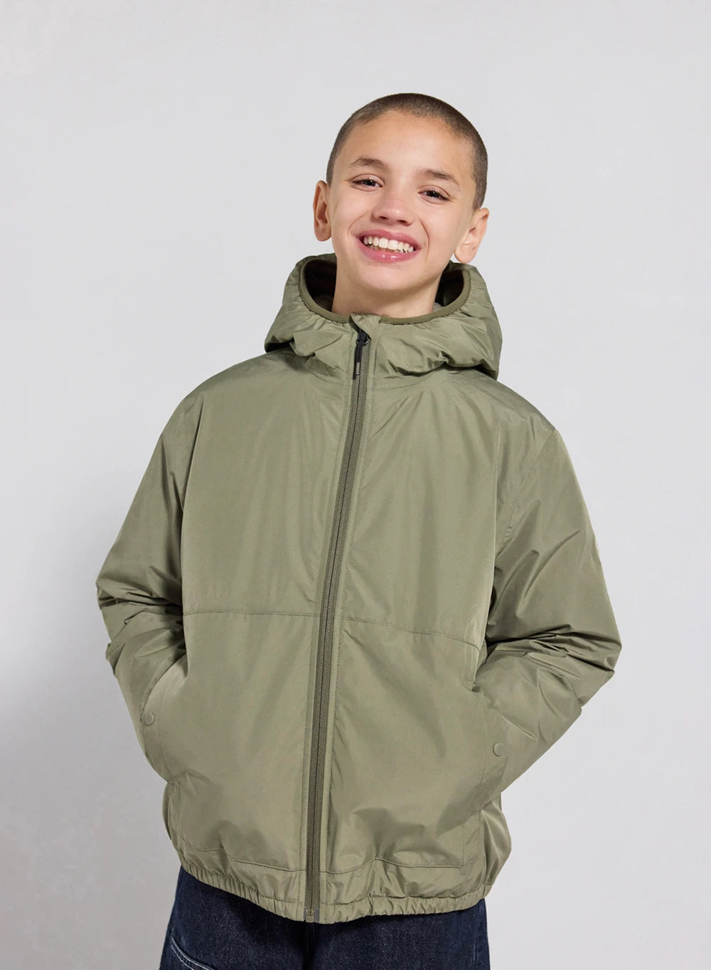 Blouson imperméable en duvet à capuche enfant Density kaki clair