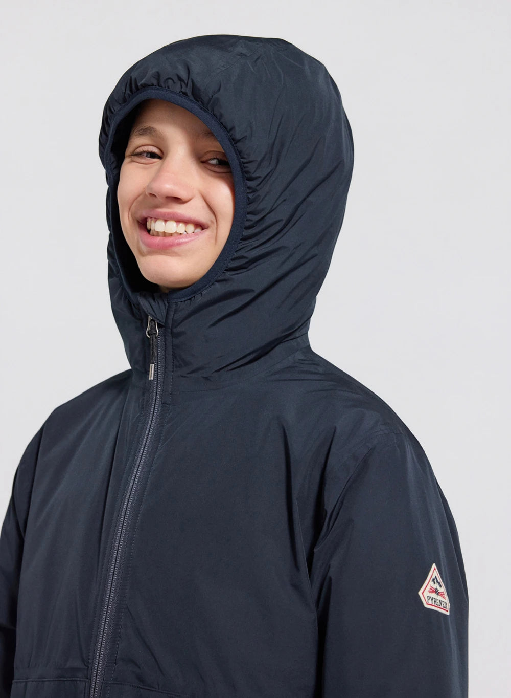 Children's waterproof down jacket with hood, dark blue.-9