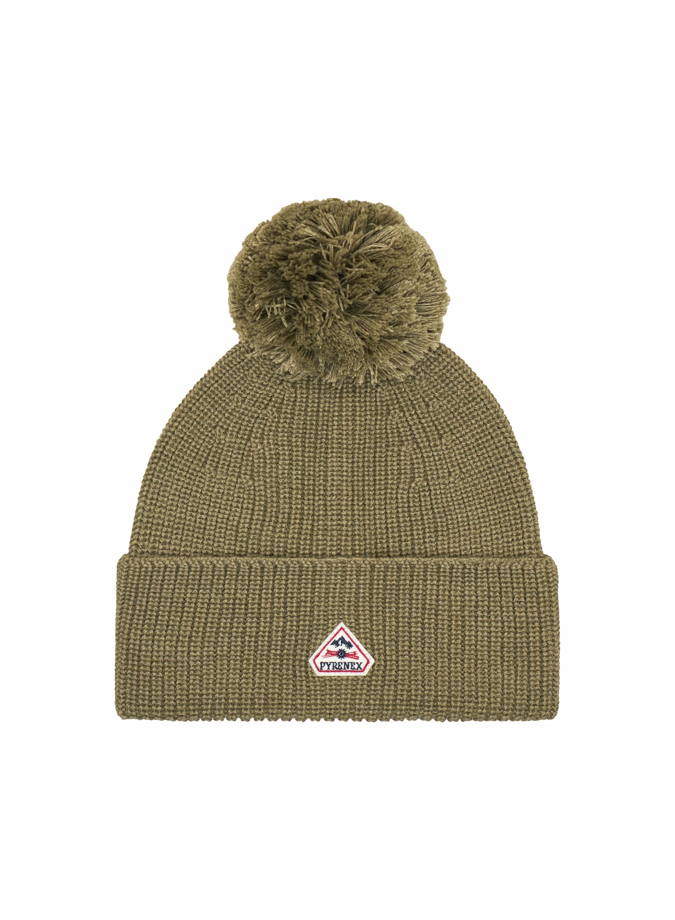Kinder-Wollmütze mit Bommel Eki Khaki-2