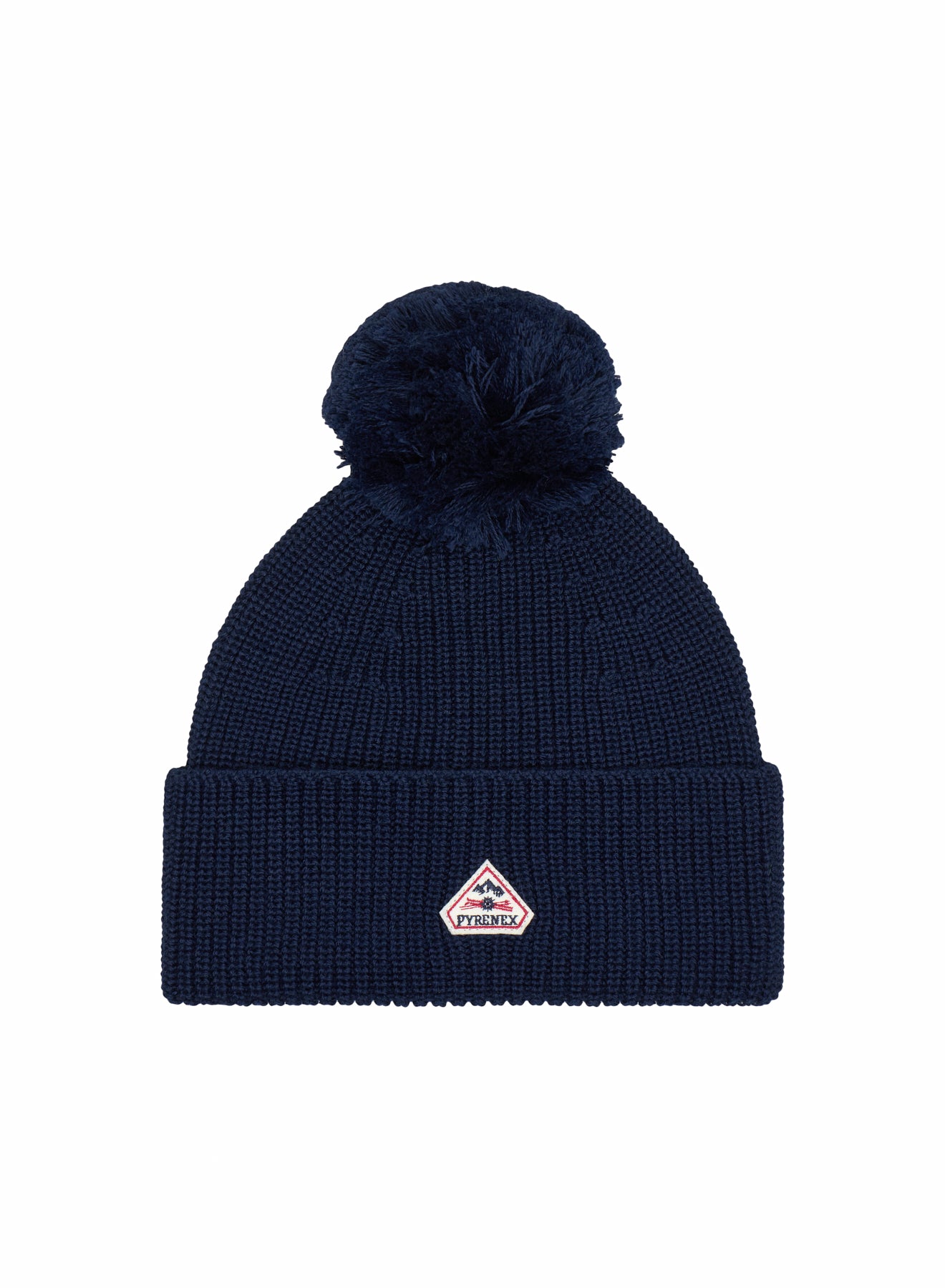 Kindermütze mit Bommel aus Wolle Eki marineblau