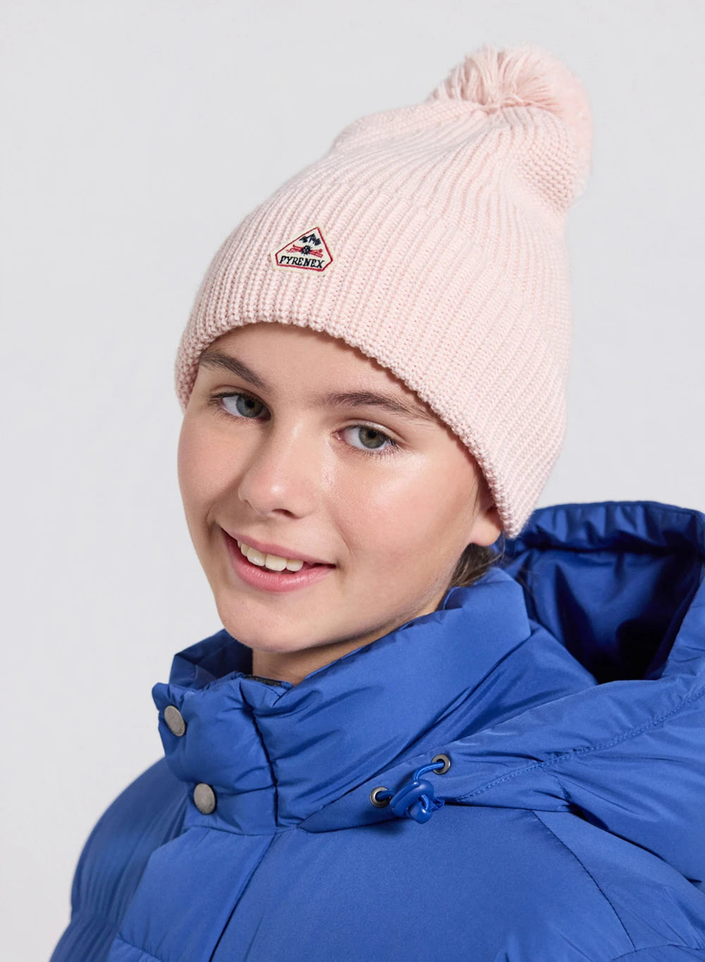 Eki children's light pink wool pom-pom hat-1