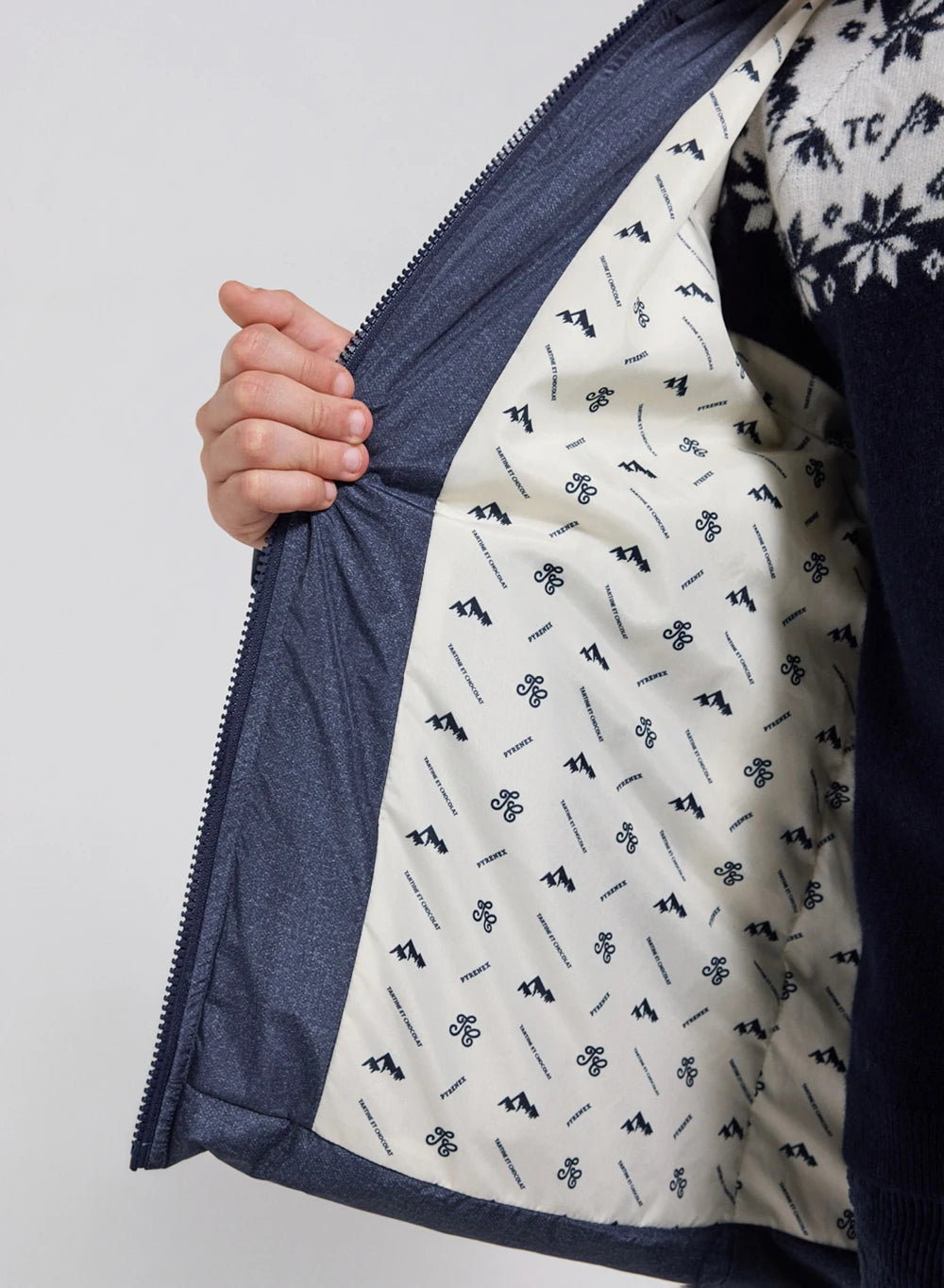 Doudoune à capuche Tartine & Chocolat x Pyrenex enfant Elie bleu denim-11