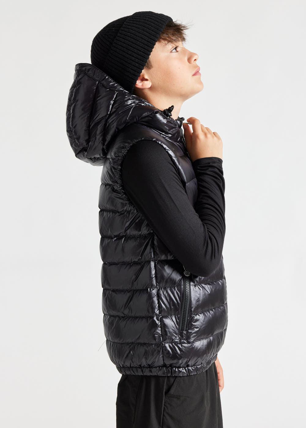 Kids down gilet natural down with hood Cheslin | Pyrenex EN