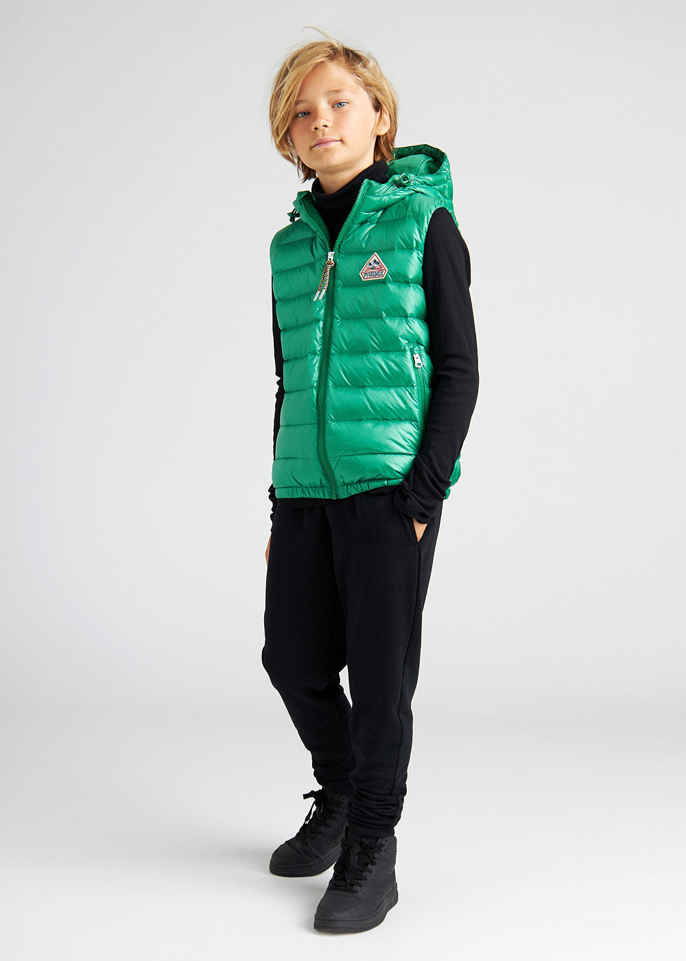 Pyrenex Cheslin grüne ärmellose Daunenjacke für Kinder-4