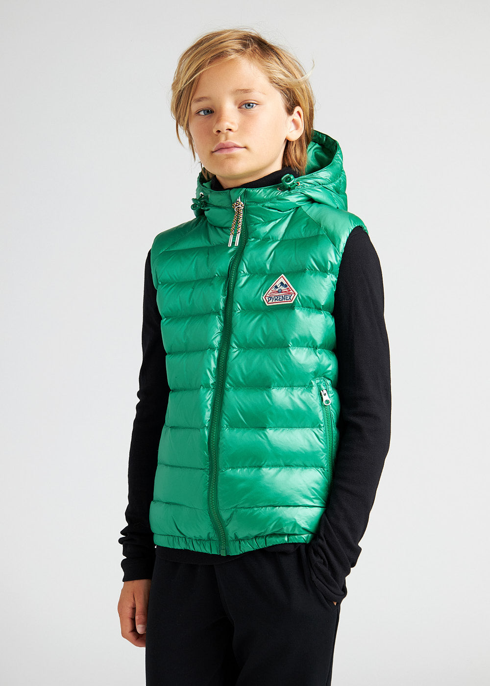 Pyrenex Cheslin grüne ärmellose Daunenjacke für Kinder-2