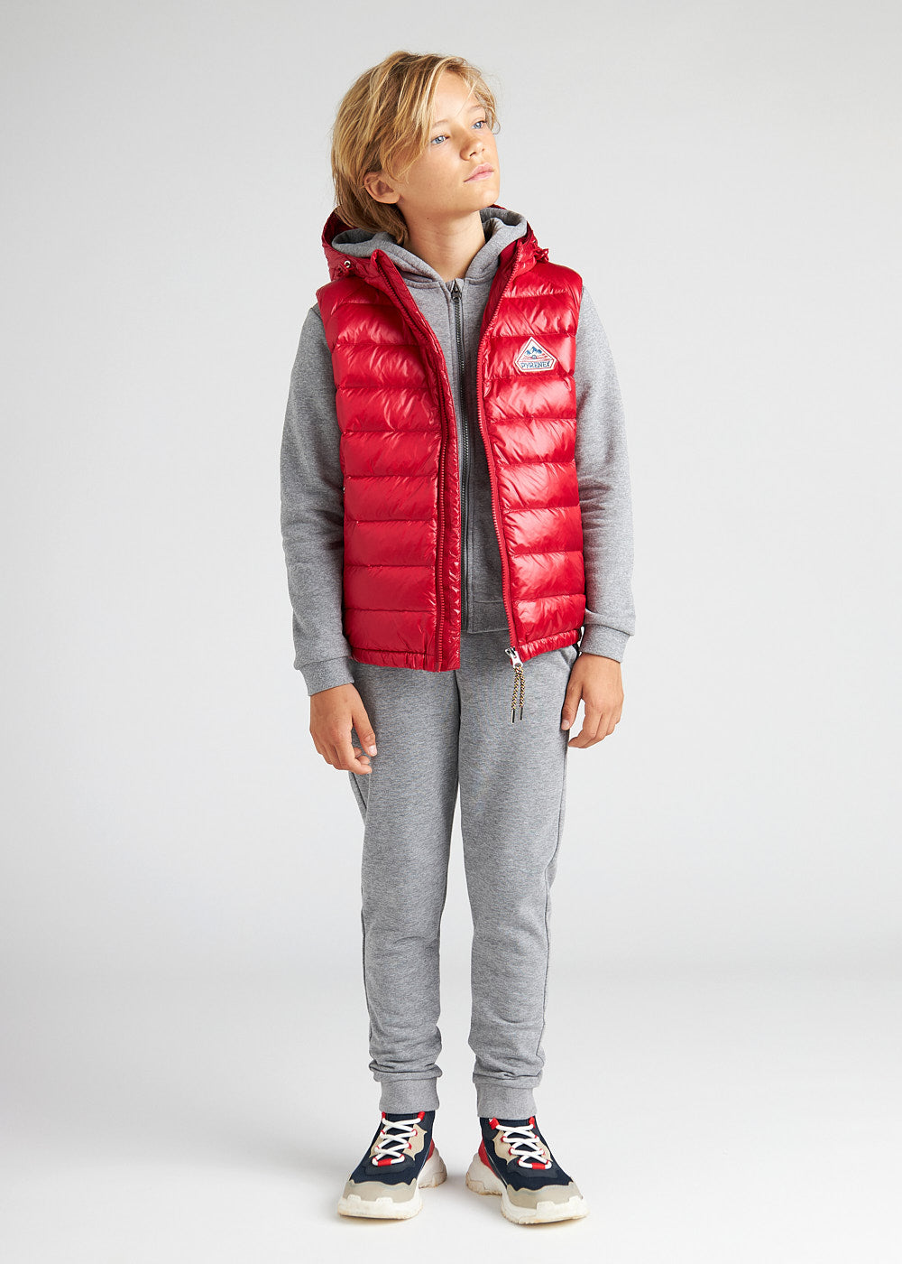 Pyrenex Cheslin red children's sleeveless down jacket-3