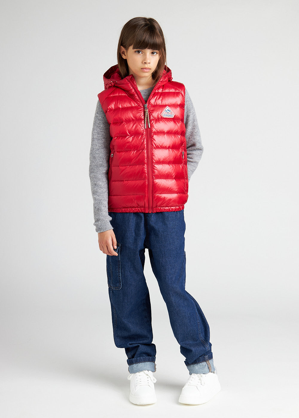 Pyrenex Cheslin red children's sleeveless down jacket-4