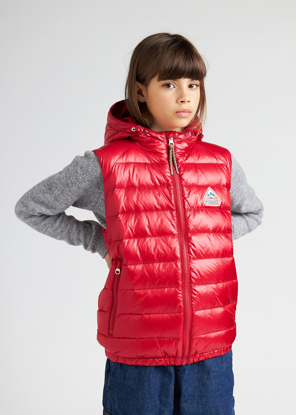 Pyrenex Cheslin red children's sleeveless down jacket-2