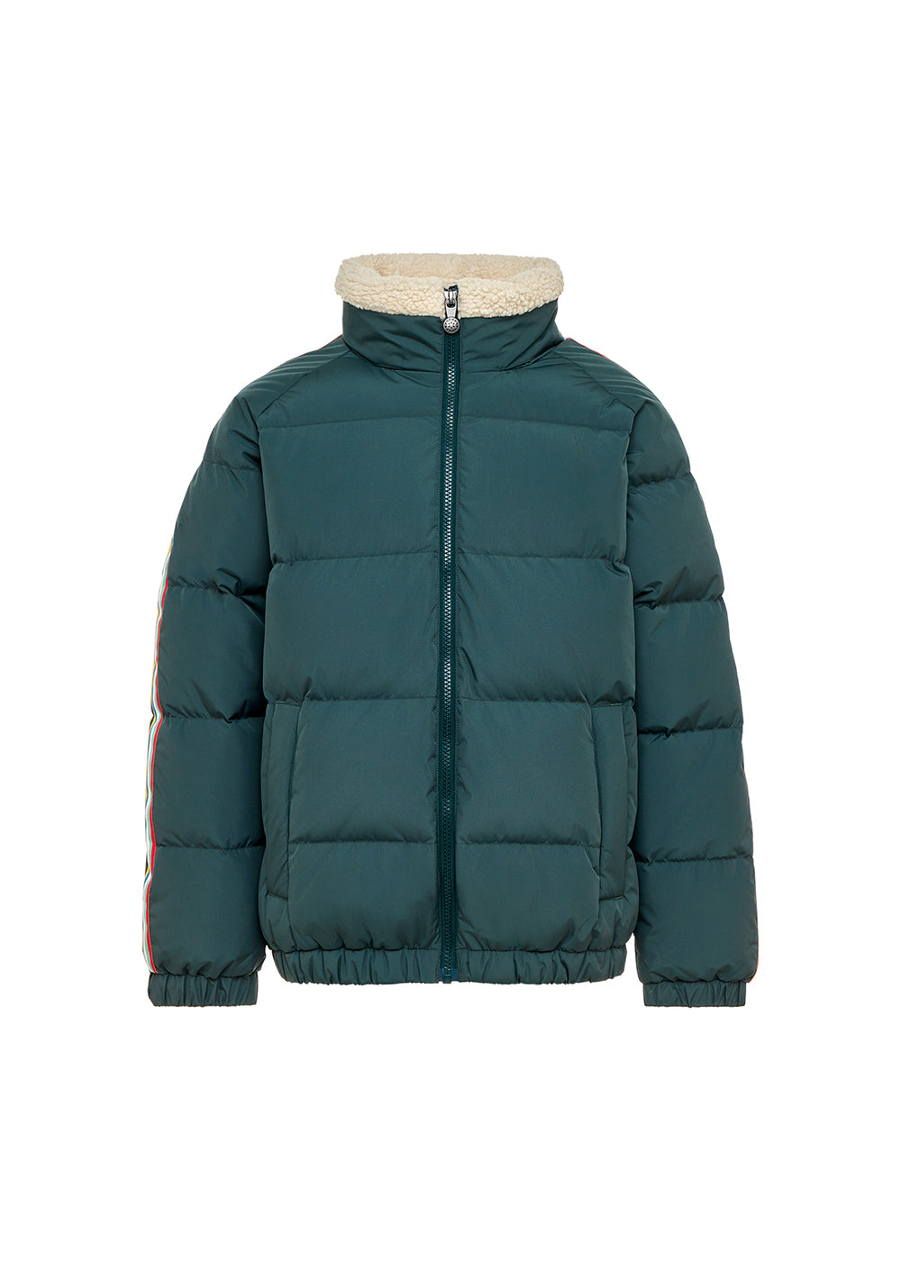 Kinder-Daunenjacke mit Stehkragen aus Kunstpelz Deer Pyrenex x Bonton Baltic Green-12