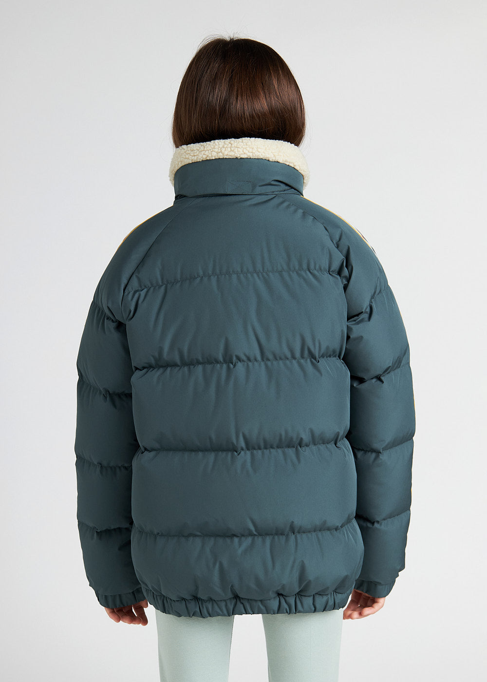 Kinder-Daunenjacke mit Stehkragen aus Kunstpelz Deer Pyrenex x Bonton Baltic Green-10