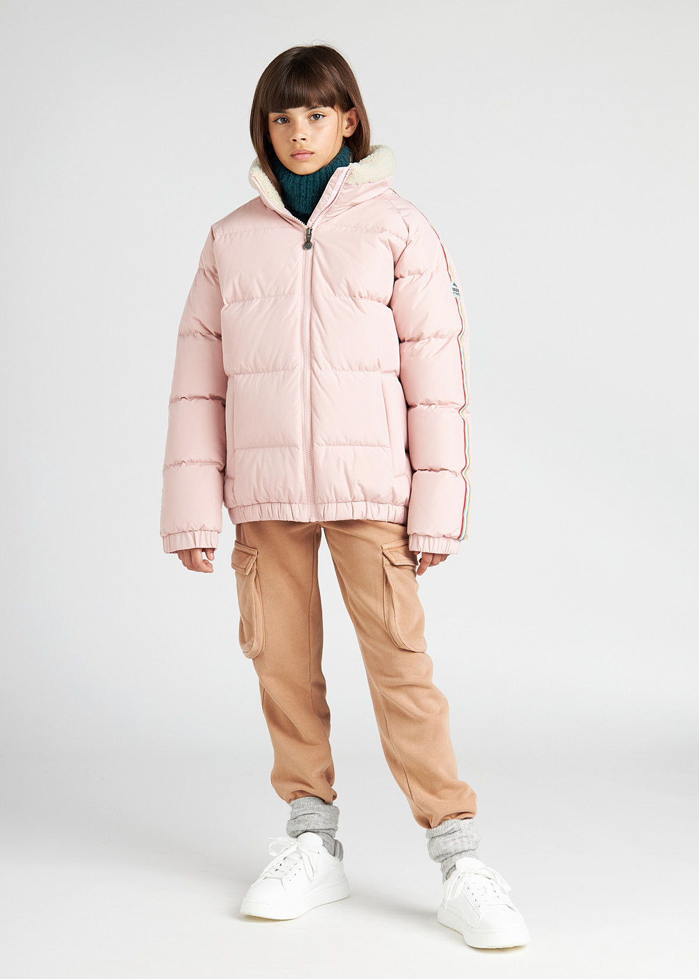 Deer Pyrenex x Bonton Peach Whip Steh-Daunenjacke aus Kunstfell für Kinder-2