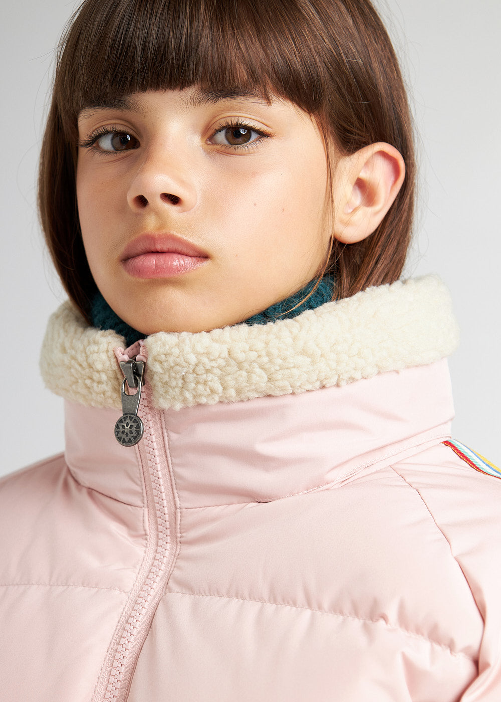 Deer Pyrenex x Bonton Peach Whip Steh-Daunenjacke aus Kunstfell für Kinder-3