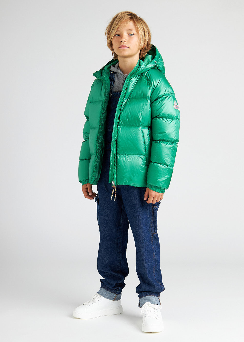 Grüne Daunenjacke mit Kapuze von Pyrenex Sten für Kinder-4