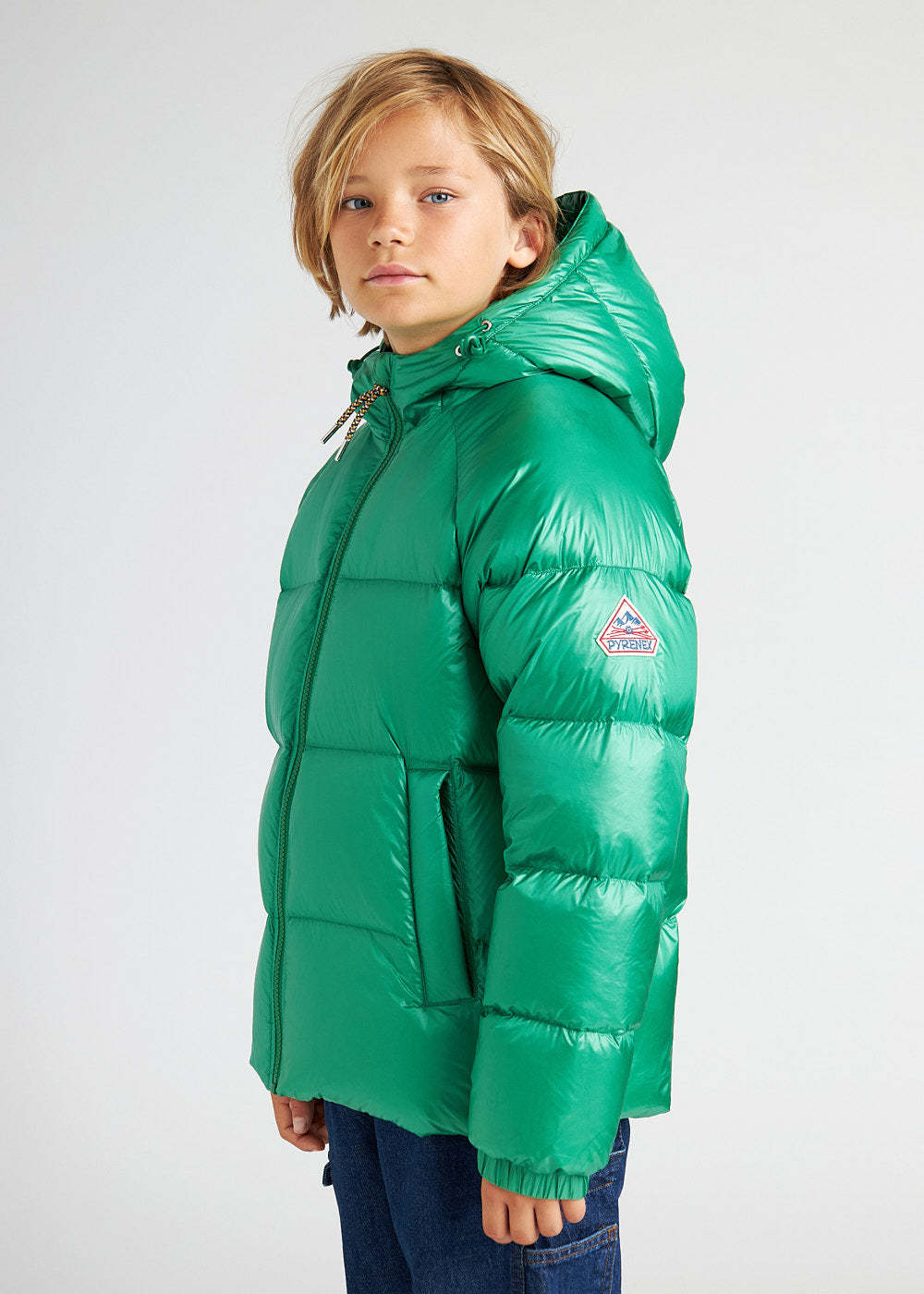 Grüne Daunenjacke mit Kapuze von Pyrenex Sten für Kinder-6