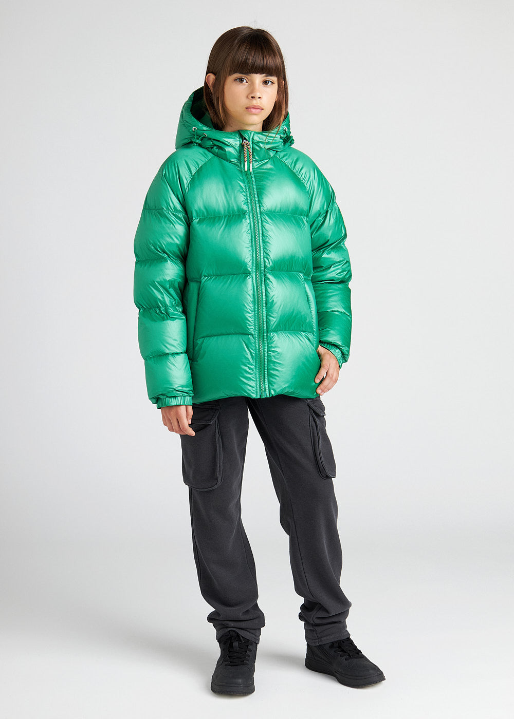 Grüne Daunenjacke mit Kapuze von Pyrenex Sten für Kinder-5