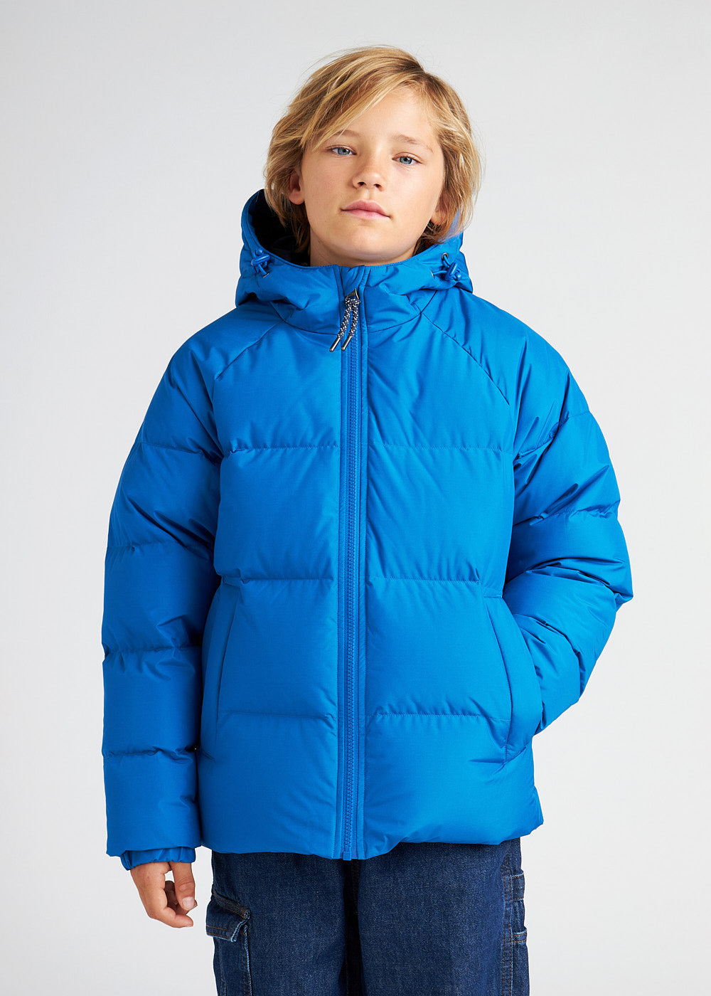 Unisex-Kinder-Daunenjacke mit Kapuze Pyrenex Sten Smooth Adriatic-1